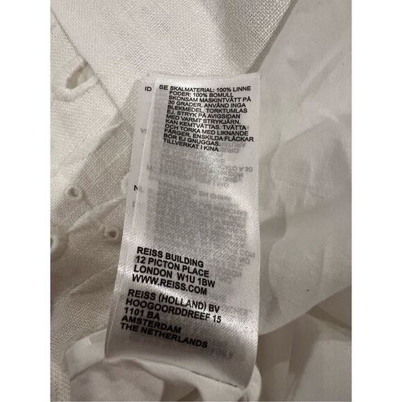 Reiss Women's Ivory Clarice Linen Broderie Midi Dress Size 10 NWOT - Picture 11 of 11